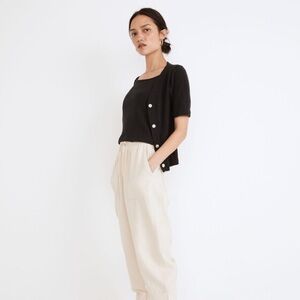 MADEWELL Pointelle Short Sleeve Cardigan - Black